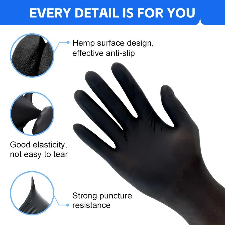 Black nitrile gloves 100pcs